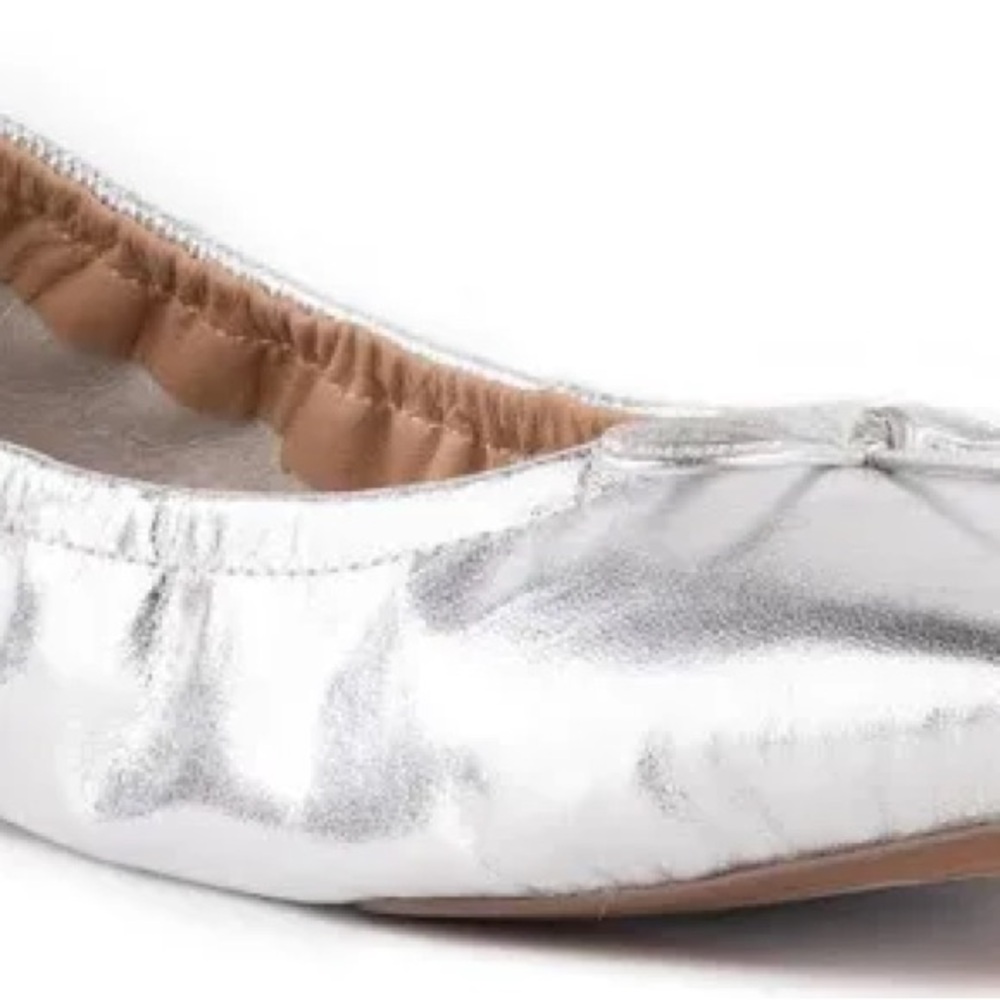 Silver Ballet Flats